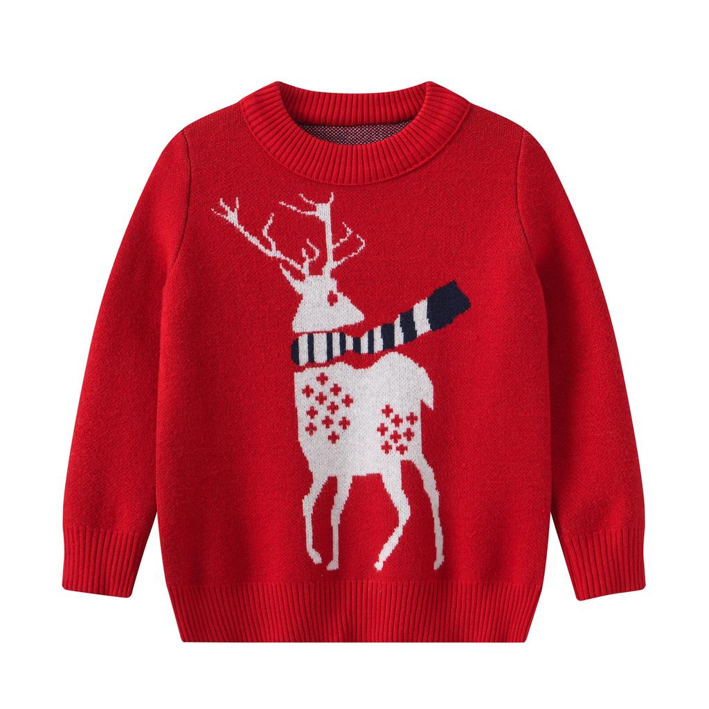 Fall and Winter Boys and Girls In Small Children's Children's Clothing Christmas Elk England Fashion Loose Pullover Sweater
