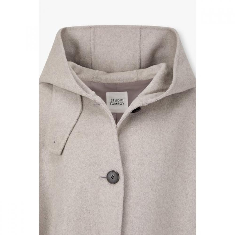 Studio Tomboy Handmade Wool Blend Hoodie Half Coat 9176411981