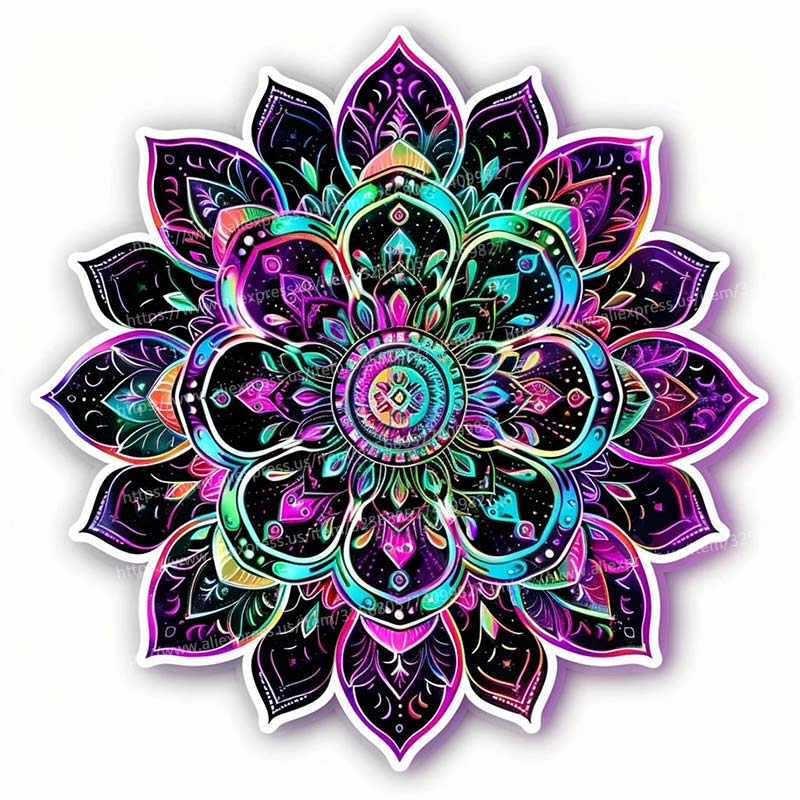 Neon Mandala Creative Wall Sticker Bathroom Living Room Background Decorations Wallpaper Self Adhesive Home Decor Decals M951