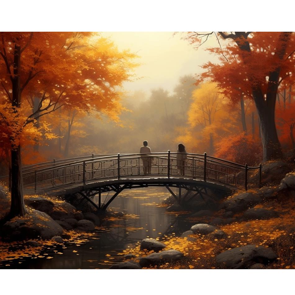 Рамка для картин по номерам, наборы для взрослых, осенний сад, пейзаж, краска на холсте, современное настенное украшение для дома, подарок 40x50 см