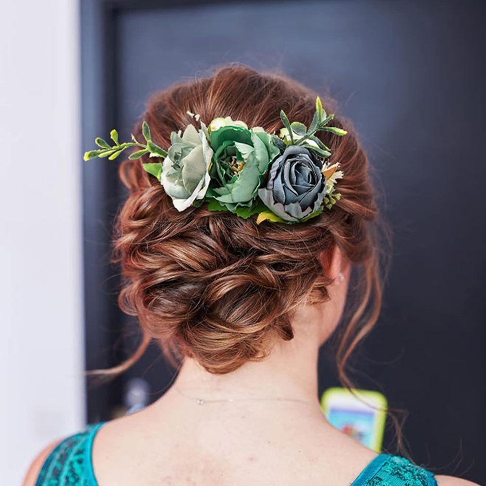 Расческа с цветком и листьями, расческа для волос, свадебные хрустальные украшения для волос, свадебные аксессуары для волос