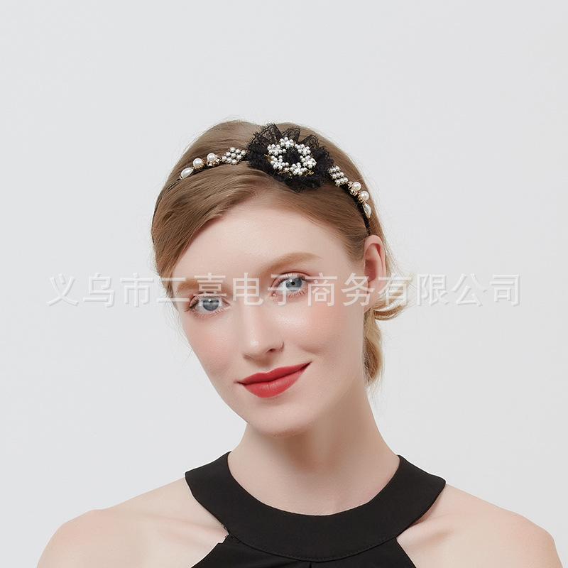 Original Korean style boutique pearl rhinestone headband hair accessories Internet celebrity small fresh girl versatile headband headgear