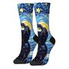 Black Cat Art Print Versatilemen's Novelty Midtube Socks Fashionable and Cute Versatile Style Breathable and Warm Perfect Gift