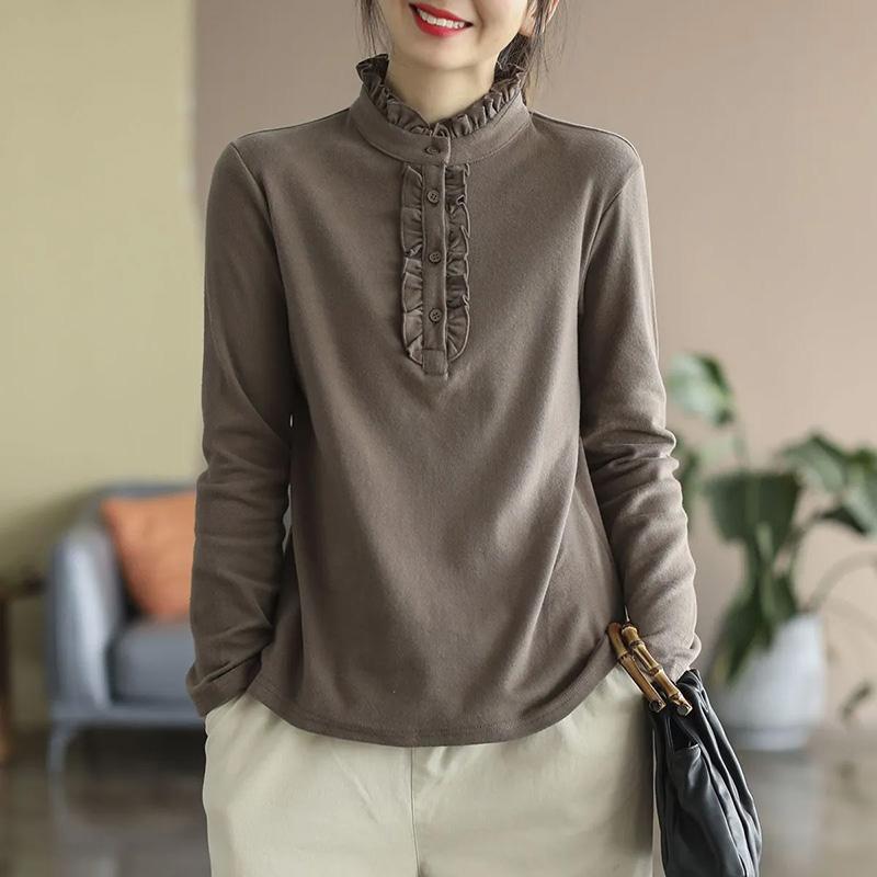 Свитшот для женщин, хлопковая свободная футболка большого размера с длинным рукавом, флисовая утолщенная удобная круглая горловина, повседневный пуловер, топ, свитшот