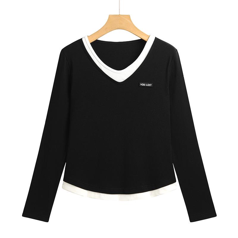 Женский облегающий базовый топ с длинными рукавами из двух частей для осени/зимы, 2025. Универсальный дизайн