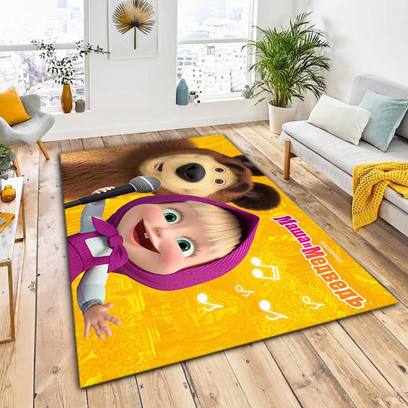Russian animation Masha and the Bear Fairy Tale Cartoon Carpet Soft Home Living Room Bedroom Door Mat Outdoor Picnic Ground Mat rug T6