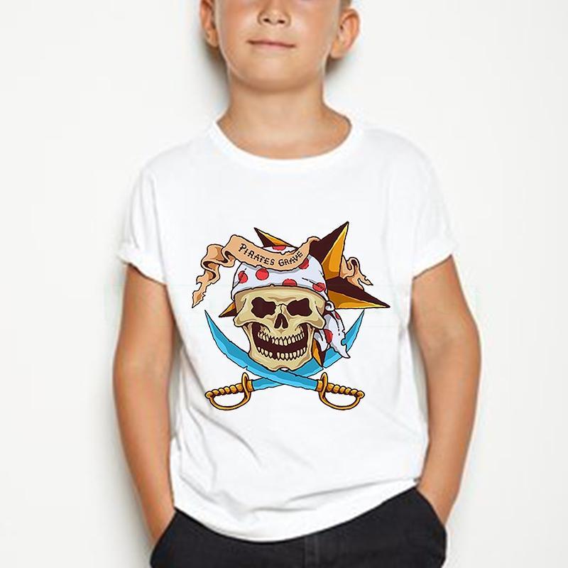 Summer Boys/Girls Casual Kawaii Cartoon Cotton Japanese Anime One Piece Kids 2-12 Year Short Sleeve T-shirt