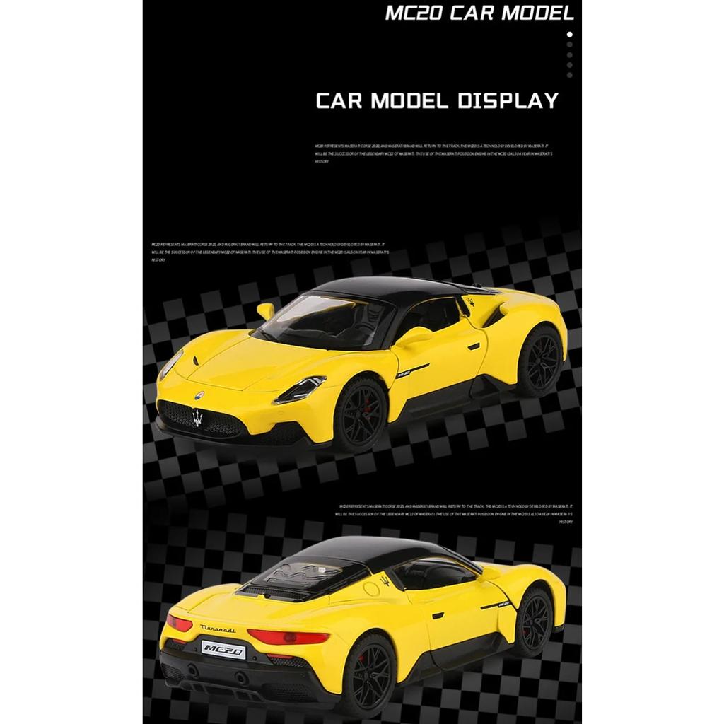 1/32 Maserati MC20 Кабриолет Сплав Модель Спортивного Автомобиля Литые Металлические Игрушечные Транспортные Средства Модель Автомобиля Звуковая и Световая Симуляция Детские Игрушки Подарок
