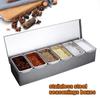 Stainless Steel Condiment Dispenser Kitchen Grain Storage Container Seasoning Spice Box with 6 Separate Compartments