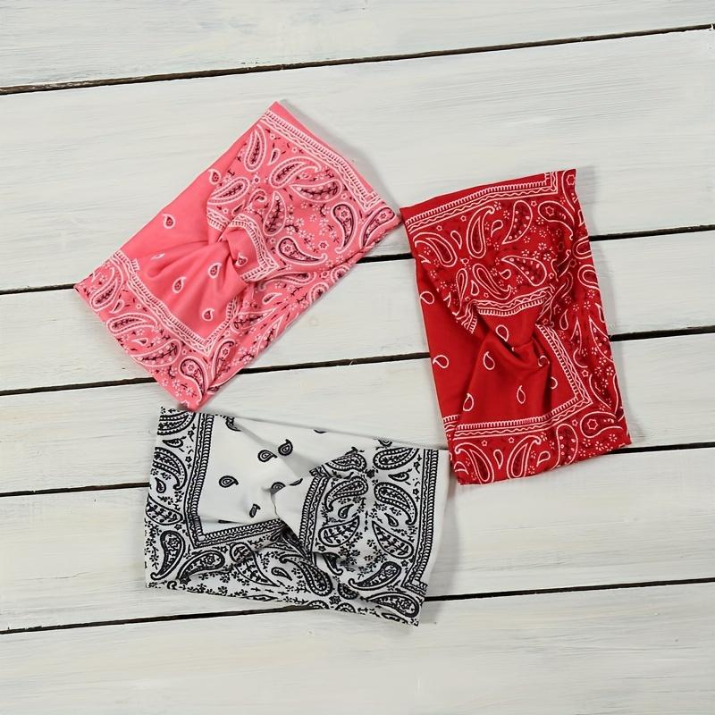 European and American Printed Sports Headband Elastic Knot Cross Headband Yoga Headscarf Paisley Headwear Hairband Hair Accessory