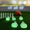DIY Mini Rabbit Ornament Cartoon Resin Animal Figurines Cute Luminous Rabbit Miniatures Outdoor