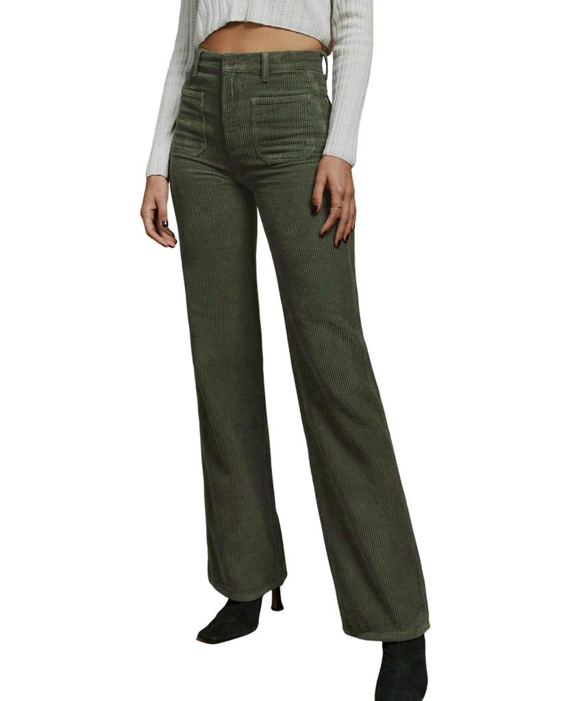 Azura Exchange Green High Waist Square Pockets Corduroy Pants