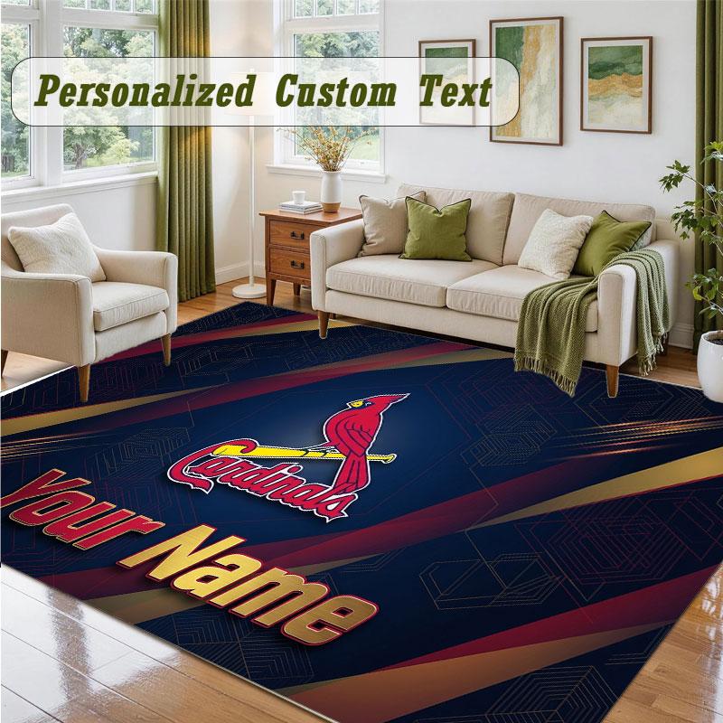 Crystal Velvet Square Rug Custom NameSt. Louis Cardinals Pattern Non Slip Home Floor Decor Rug