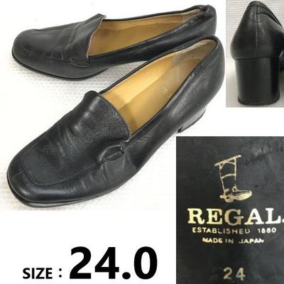 Кожаные лоферы на каблуке 24 черные туфли для платья сделано в Японии(ИСПОЛЬЗОВАЛ)