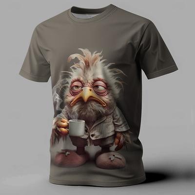 Смешная мужская футболка с принтом в виде цыпленка в виде животного 3D Футболки с коротким рукавом Футболки большого размера для мужчин Летняя уличная повседневная футболка