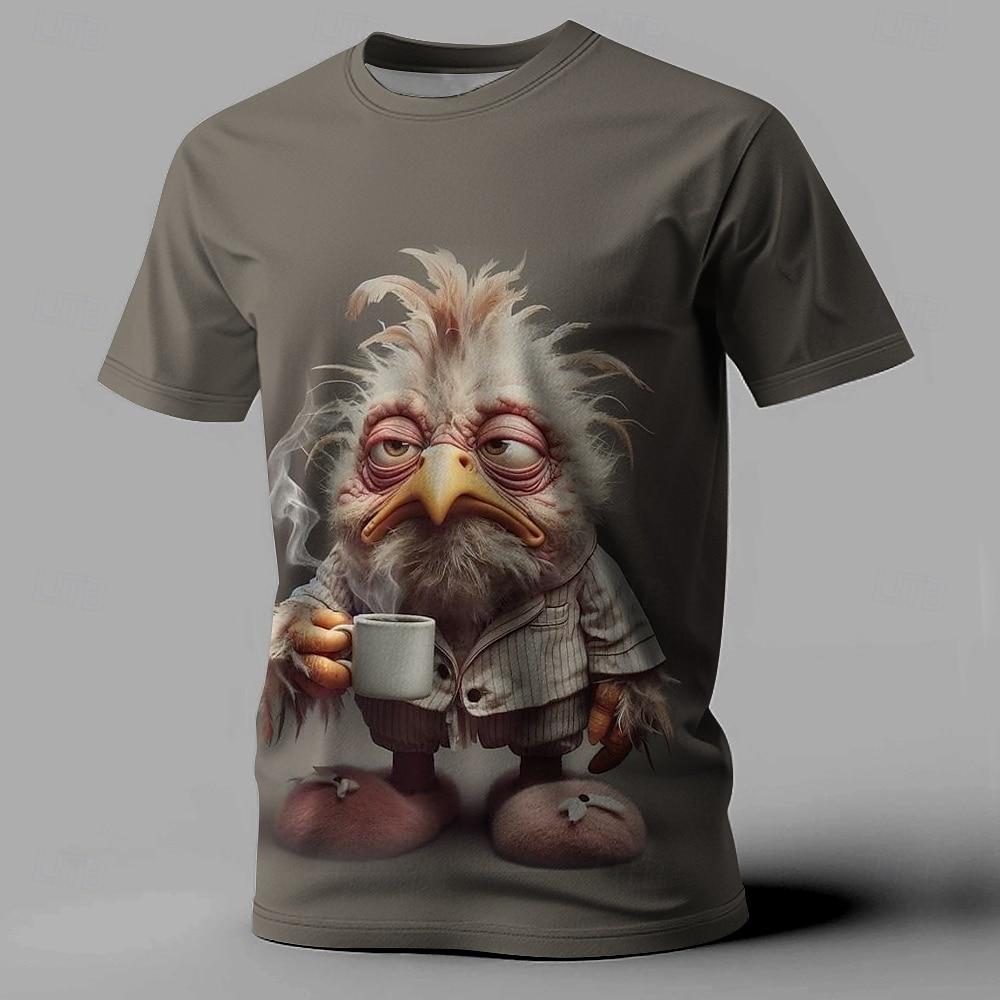 Funny Men's T Shirt Animal Chicken Print Short Sleeve Tees Oversized T-Shirts For Men Clothing Summer Street Casual T-Shirt Man