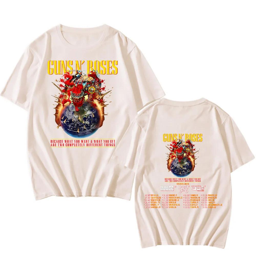 Guns N Roses 2025 Tour T-shirts Vintage Rock Band Streetwear Short Sleeve Fashion Cotton Tshirts Women Men Tees Chic Y2K Clothes