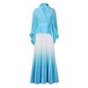 European & American Fashion Pleated Top and Gradient Swing Skirt Two-Piece Set