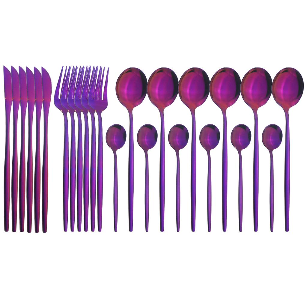 24pcs Black Gold Cutlery Set Mirror Stainless Steel Dinnerware Set Knife Fork Spoon Tableware Flatware Set Dishwasher Safe Kitchen Wedding Accessories