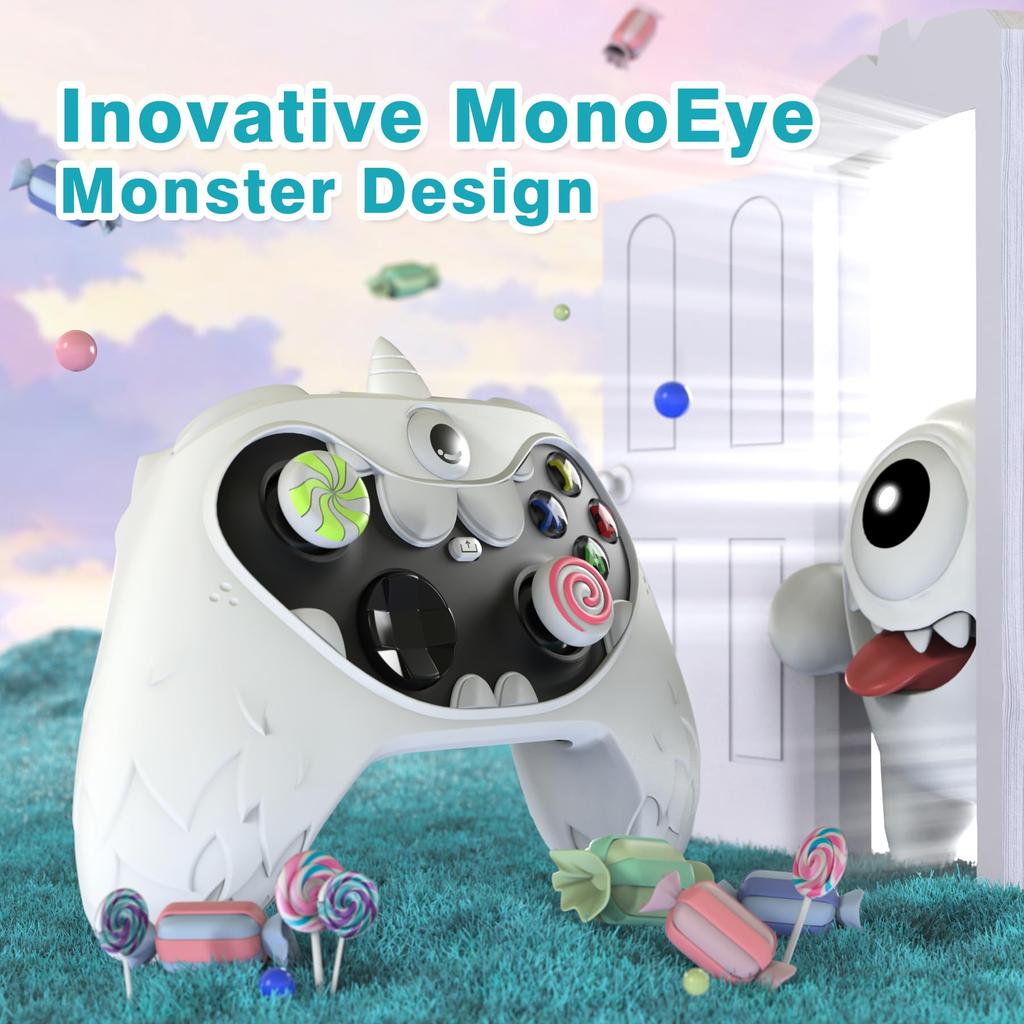 PlayVital Monoeye Monster Cute Silicone Cover для Xbox Series Grip Cover для Xbox Core Full включает в себя колпачок джойстика и наклейку X/S Controller,