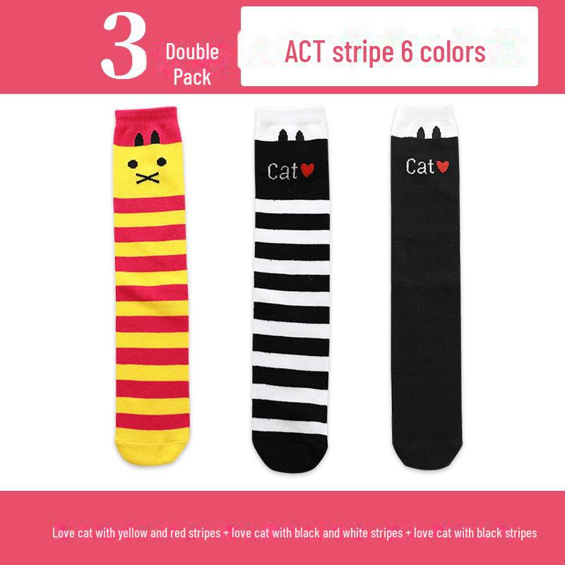 Весенние и осенние гольфы для девочек с милым рисунком - гольфы средней длины для детей и младенцев