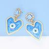 Pinkdudu New Fashion Blue Heart Devil's Eye Drop Earrings Exaggerated Creative Red Green Earring for Women Jewelry PD1244
