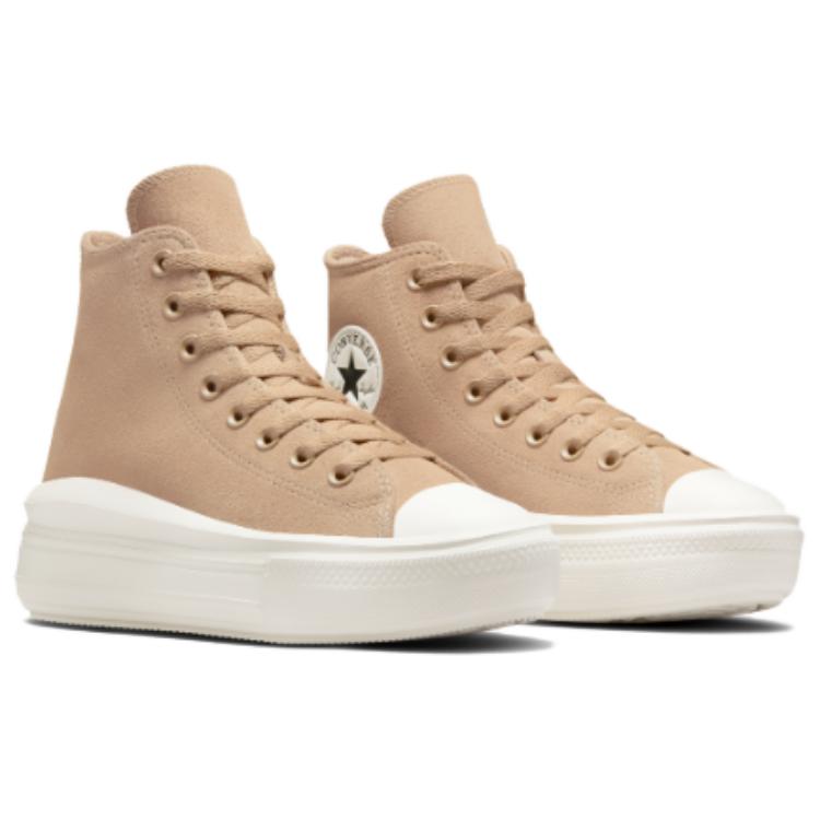Converse Chuck Taylor All Star Move Platform High Colorful Suede - женские кроссовки цвета кофе и рома Tan Egret Black A11145C