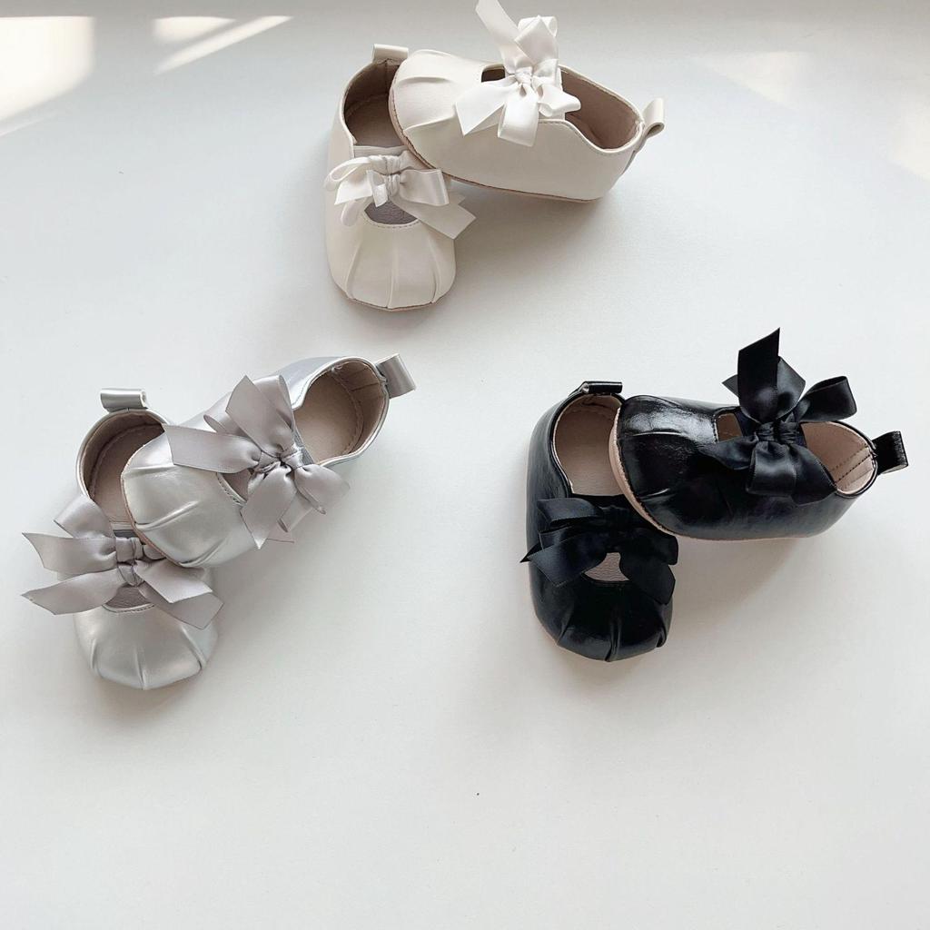 Spring & Autumn 0-2 Years Baby Girls' Korean Style Bowknot Soft Sole Princess Walking Shoes