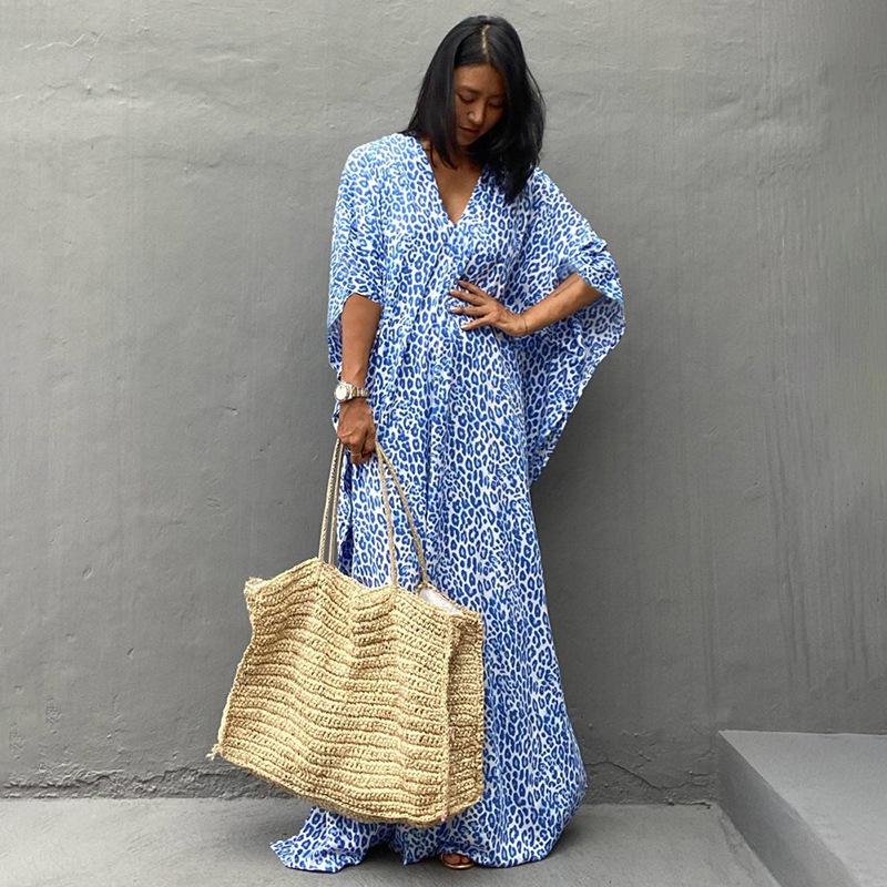Длинный кардиган с леопардовым принтом: Свободная пляжная солнцезащитная накидка и купальник для женщин