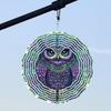 Vibrant 10-Inch Metal Wind Chime with Colorful Owl Design, 360° Rotating Hook - Battery-Free