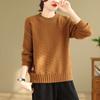 Cotton Knit Sweater Loose Spring Autumn Casual Round Neck Sweaters Pullovers & Long Sleeves (women’s)