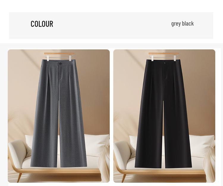 Женские серые брюки А-силуэта с широкими штанинами - Коллекция весна/лето 2025, Высокий класс, Свободный и драпирующийся стиль.