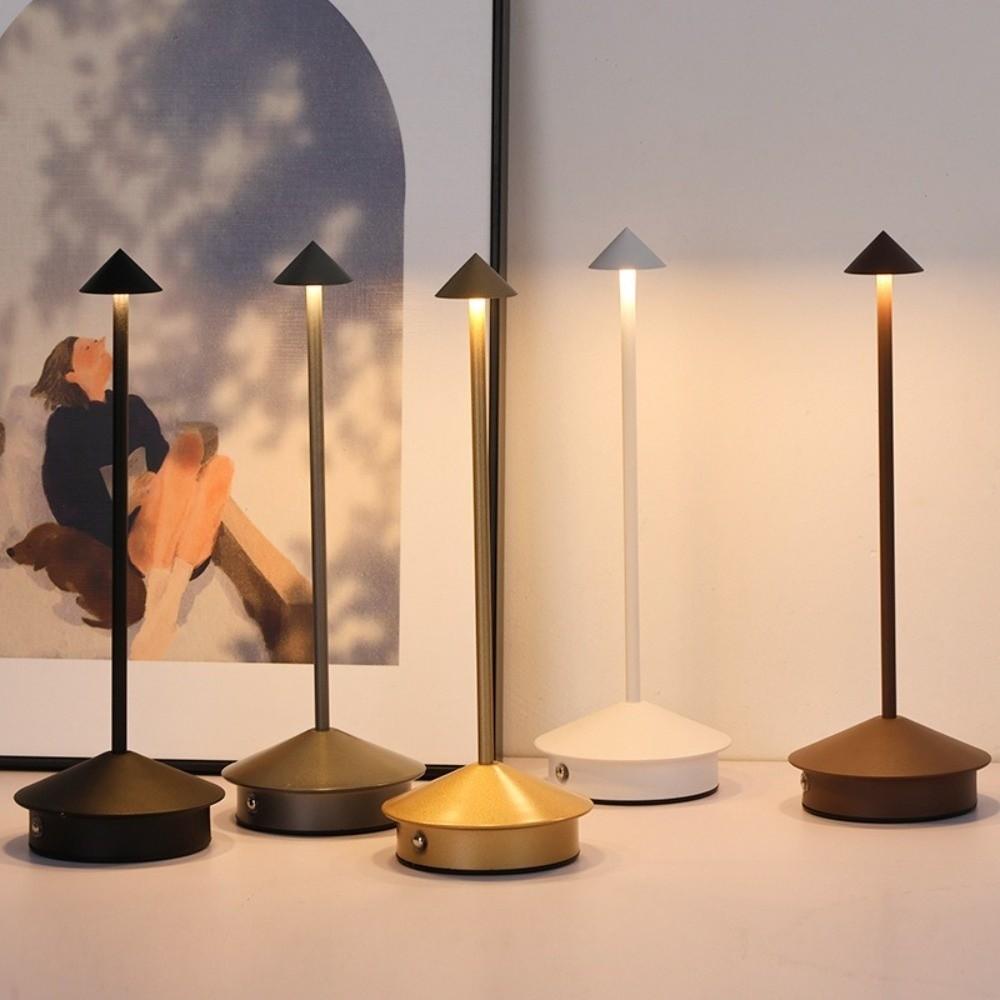 Cone Head Design LED Table Lamp Touch Control 3 Color Lights Retro Desk Lamp Creative Wireless Atmosphere Lamp Bar Decor