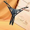 Erotic Panties Women's Sexy Lace Briefs Hollow Out  Crochet Lace Up Panty Thongs G String Open Crotch Peral Lingerie Underwear
