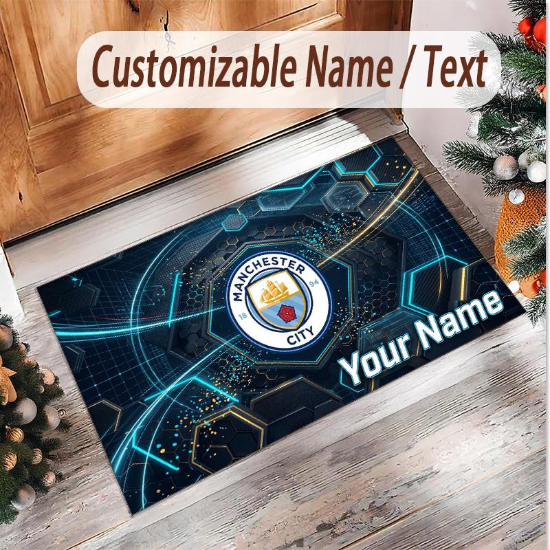 Personalized Crystal Velvet Carpet Manchester City Pattern Non Slip Floor Rug