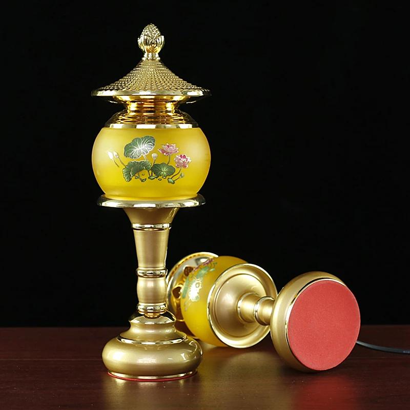 2 шт. цветной хрустальный лотос имитация подсвечника с цветным стеклом для домашнего хозяйства Шентай блок питания фэн-шуй буддизм