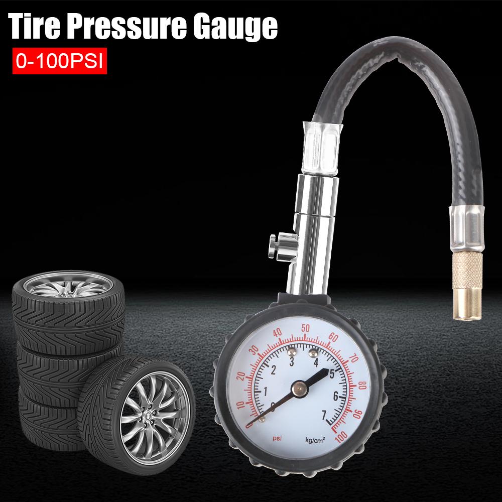 Car Tire Pressure Gauge Monitor for Auto Motorcycle Monitoring System Long Tube Meter High Precision Tyre Air Tester 0-100PSI