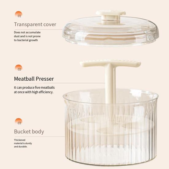 Ручная форма для фрикаделек на 5 шариков, пресс для фрикаделек, кухонная форма для фрикаделек, рыбных шариков, креветочных шариков и выпечки.