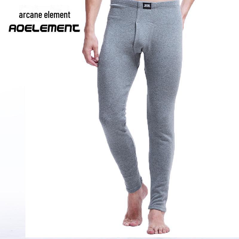 Men's Solid Color Slim Double-Layer Thickened Velvet Warm Pants for Autumn and Winter