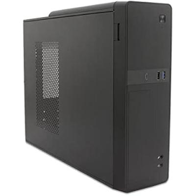 CoolBox T310 - Тонкий корпус Micro ATX для ПК с блоком питания BASIC500-GRS. USB-C, USB 3.0 и кардридер спереди, поддержка