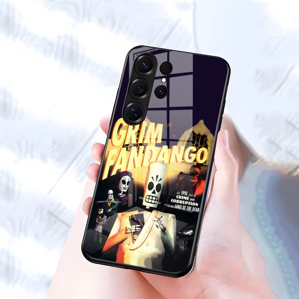 Чехол для телефона G-Grim F-Fandango для Samsung S26 S25 S24 FE S23 S22 S21 Plus S20 Ultra Note20Ultra Черный Стеклянный Чехол