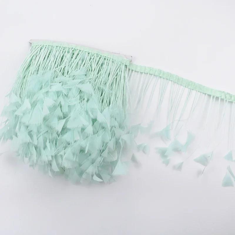 2Meters Colored Turkey Feathers On Tape Tassel Fringe Trim Decoration White Black Ribbon Sewing Dress Flecos Handicrafts Decor