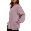 Женские свитшоты оверсайз с круглым вырезом и длинными рукавами, флисовый пуловер, модная осенняя одежда с карманом