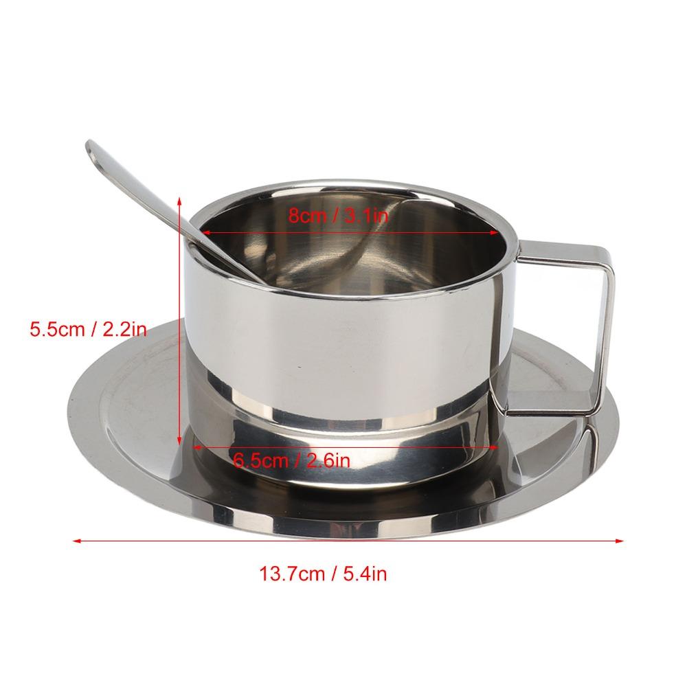 Rustproof Stainless Steel Coffee Cup Double Walled Latte Cappuccino Cup Double Walled Cup  Cafe