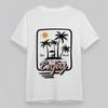 Women's Plus Size Soft Classic T-Shirt Beach Scene With Sun Palm Trees Chair Tee