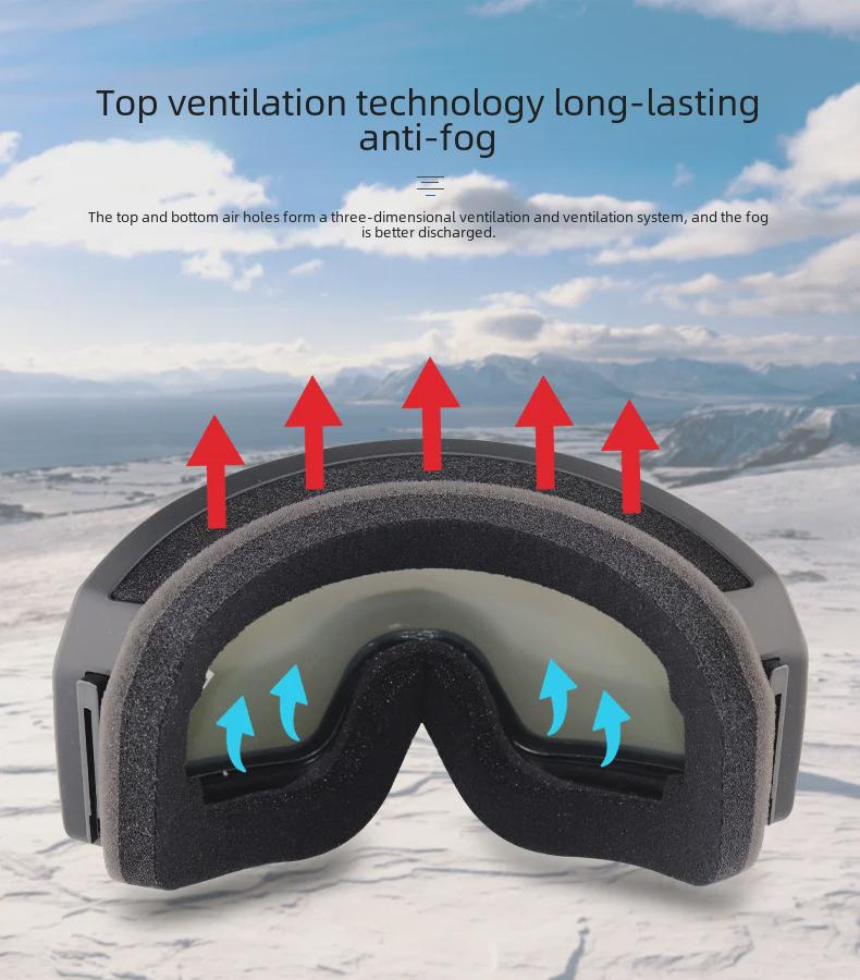 Dual-Layer Anti-Fog Cylindrical Ski & Mountaineering Goggles for Myopia