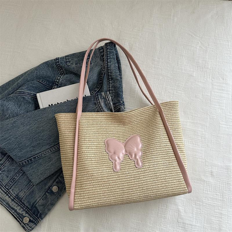 Милая плетеная сумка через плечо из ротанга ручной работы, плетеные сумки-тоут большой вместимости, большие сумки для женщин, девушек AVE