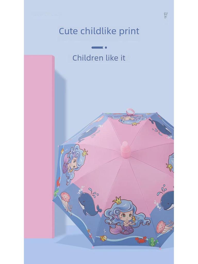 Детский автоматический зонт Cartoon – водонепроницаемый, с длинной ручкой, унисекс, солнцезащитный козырек