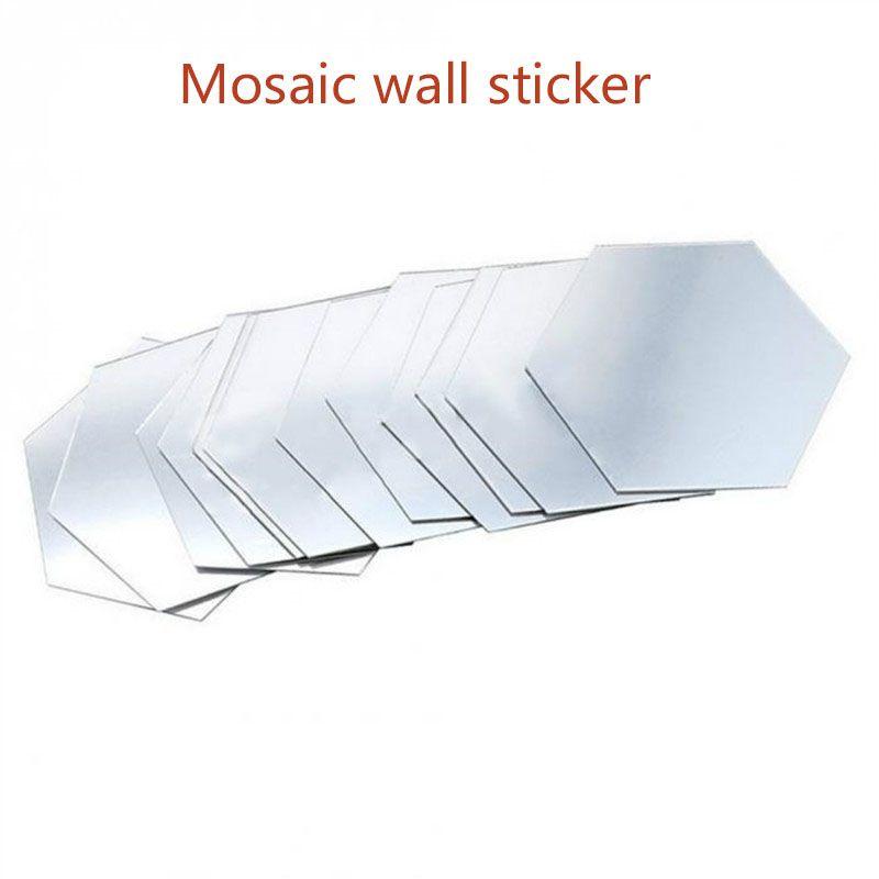 Stylish Hexagon 3d Mirror Mosaic Wall Stickers Self Adhesive Diy Bedroom Art
