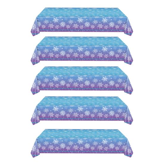 Одноразовая скатерть Водонепроницаемая скатерть со снежинками Блестящая скатерть на зимнюю тематику для рождественских и новогодних вечеринок